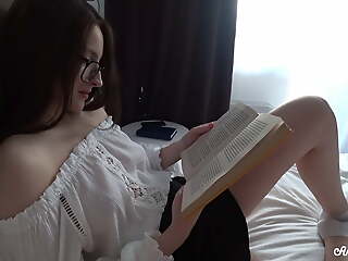 Hot Stepsister foretoken evidence a book and playing on touching my dick - Anny Walker