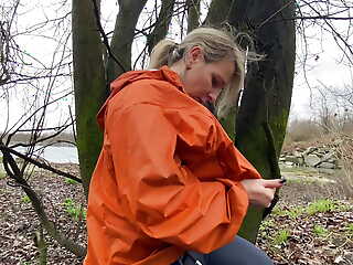 Milf fucked in the ass outdoors by the river
