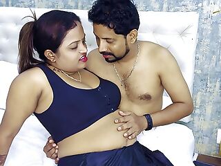 Hot Indian Bhabhi black saree fucked seem like by husbend hindi audio