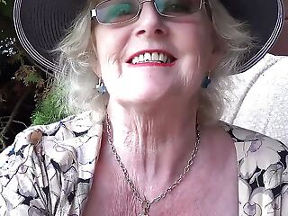 Auntjudys - 66yo Hairy Mature GILF Mrs. Claire Sucks Your Cock in the Garden (pov)